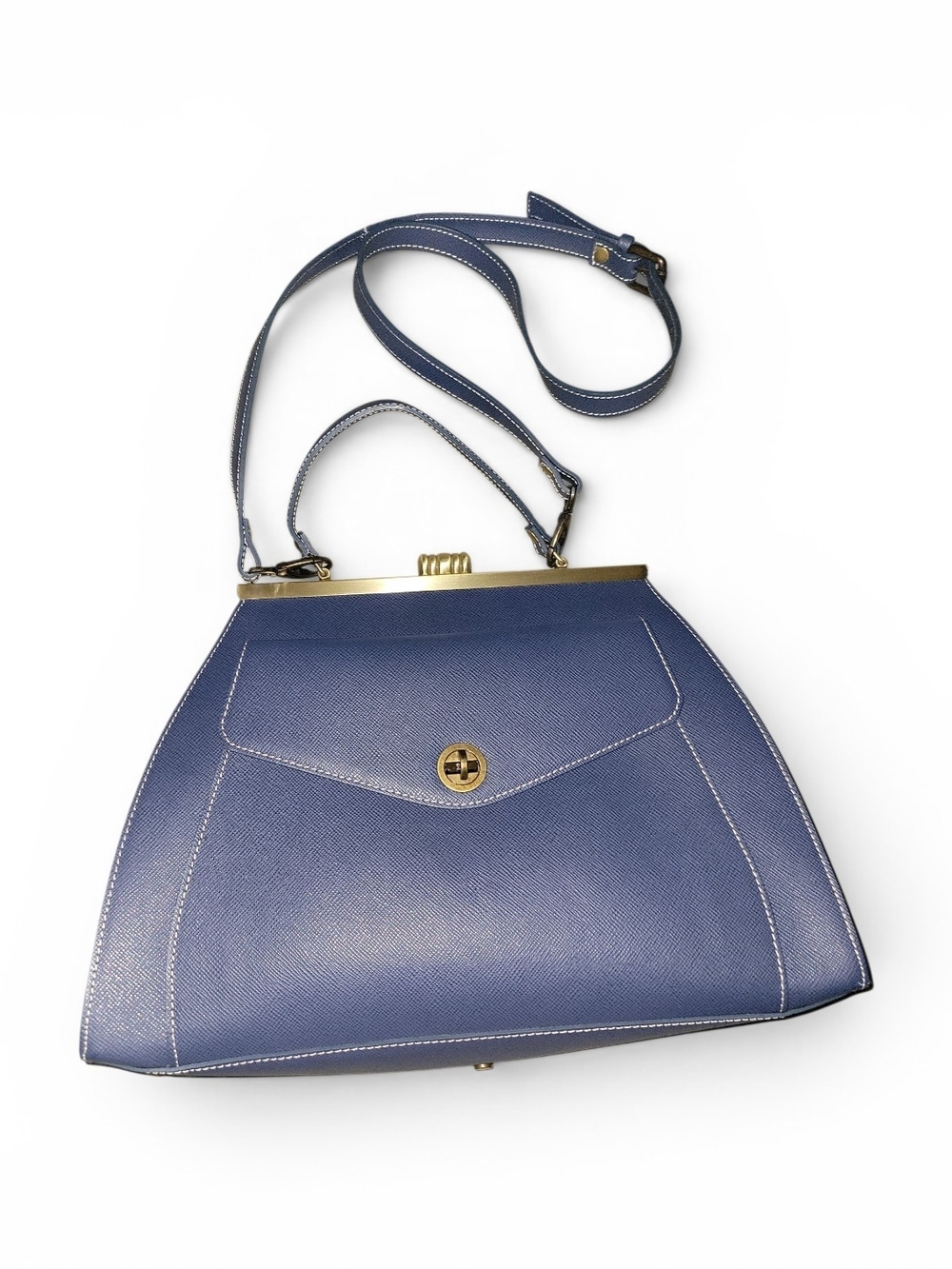 NWT A. Bellucci Blue Satchel with Gold Hardware W/ Convertible Crossbody Strap.